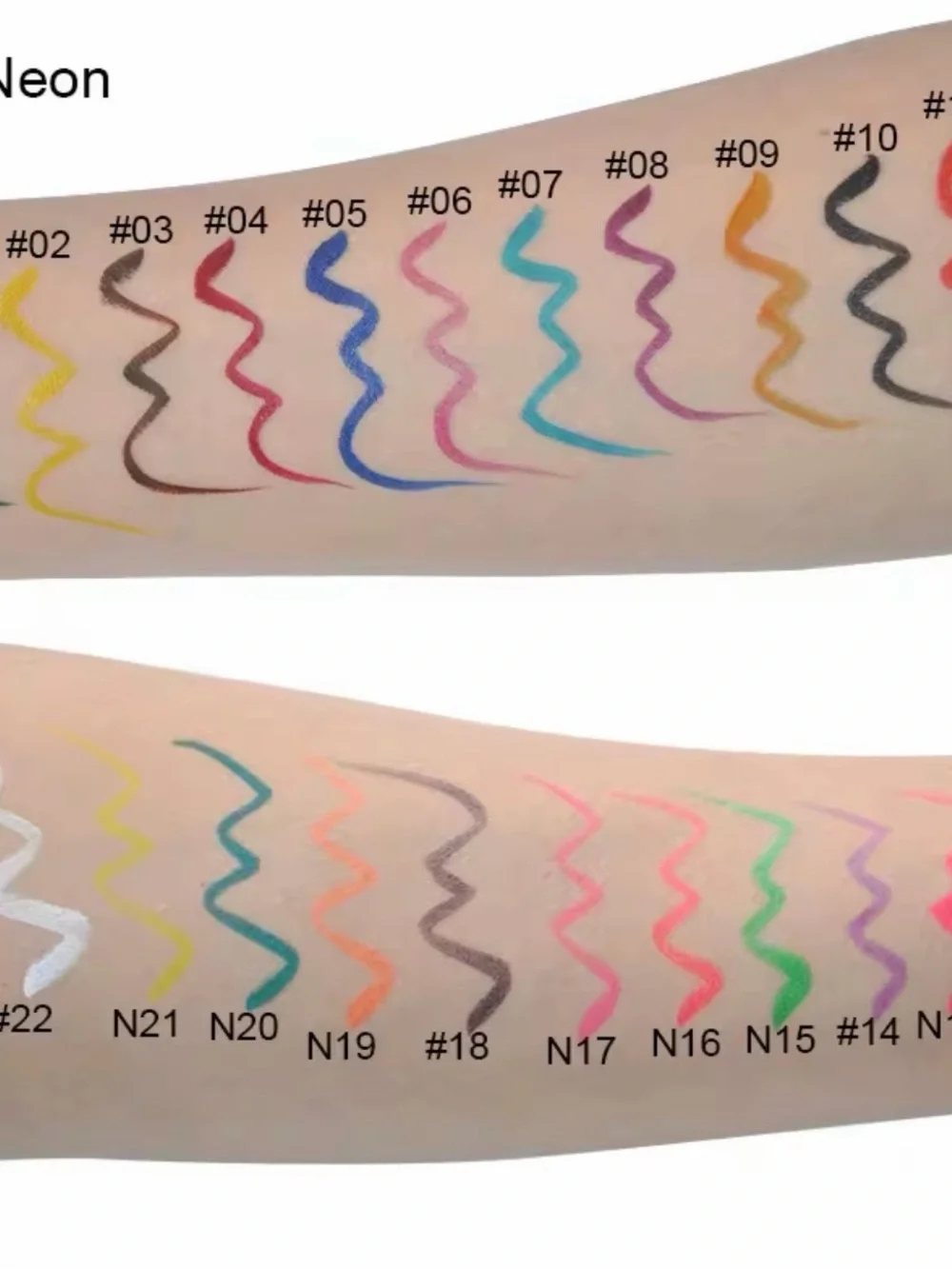 Multi-Color Liquid Eyeliner Pens - Pink Barrel, 7-Shade Set